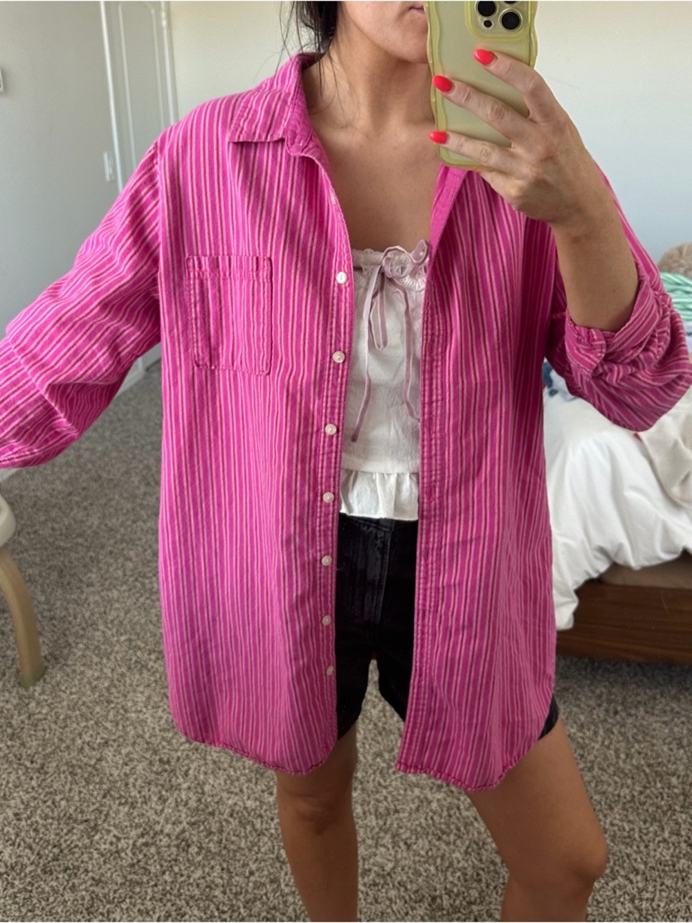 SOLD Pink striped button down